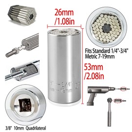 Set of 3 Universal Socket Wrench 7-19mm Grip Adapter, CNYMANY 105 Degree Driver Right Angle Extension Drill Attachment 1/4 inch Hex Shank, 11.8 inch Flexible Extension Bit Screwdriver Connection