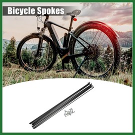 Motoforti 12 Pcs 14G J Bend 282mm Bike Bicycle Spokes with Nipples Black Long-lasting