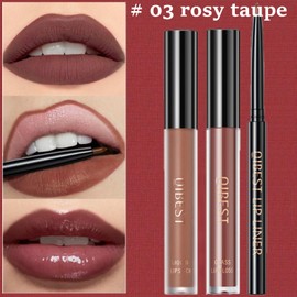 KARLOR 3 PCs Liquid lipsticks Set, 1 matt lipstick & 1 Moisturizing Lipgloss & 1 Lipliner waterproof long -lasting creamy lipstick lipliner lipgloss Kit (03#)