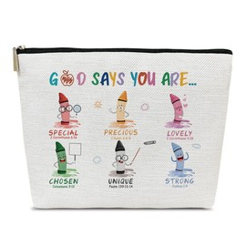 Ythuil God Says I Am Makeup Bag, Christian Teacher Gifts Cosmetic Bag for Purse, Back To School, Appreciation, Inspirational Affirmations Gifts for Women Female Coworker Colleague Teacher