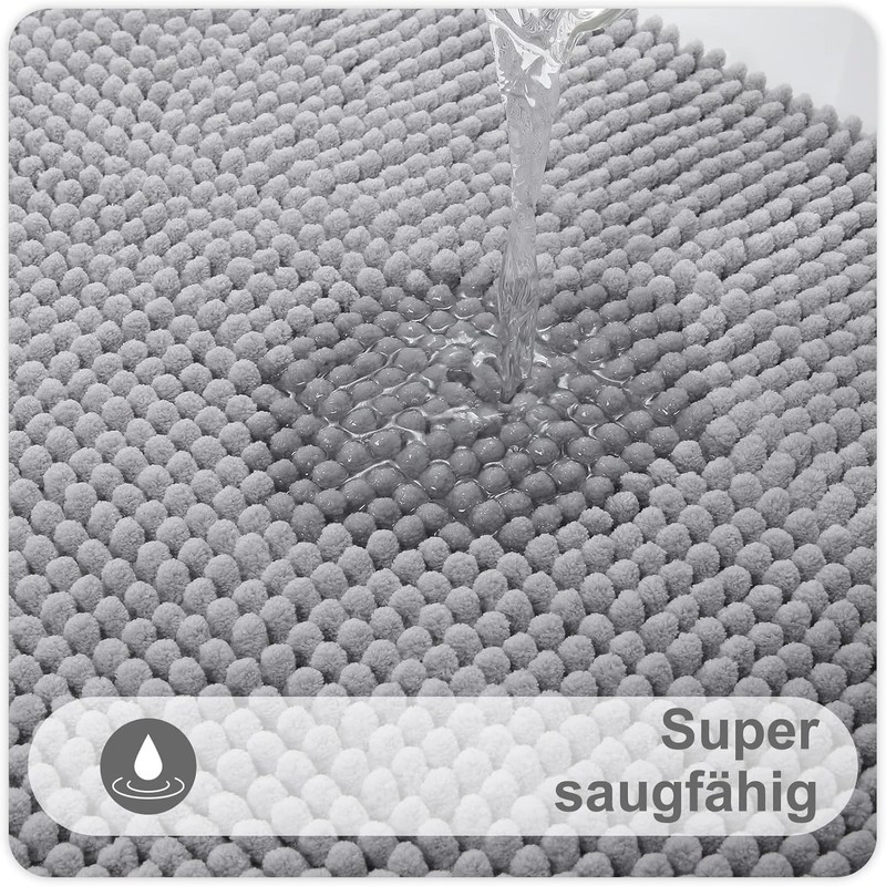 Homaxy Chenille Bathroom Rug, Non-Slip Bath Mat, Washable Bath Mat,