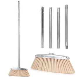 Kitchen Broom, VOOWO 46” Broom with Long Handle, Heavy Duty Broom for home and Kitchen, Indoor & Outdoor Brooms for Garages Courtyard Sidewalks Decks, Industrial Broom Perfect for Office Floor