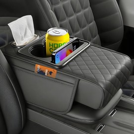 Funda Reposabrazos Para Auto, Funda Para Reposabrazos De Coche Con Caja De Pañuelos, 2 Portavasos Y Bolsillo Laterals, Impermeable, Funda Consola Central Para Turismos, Furgonetas, Camiones