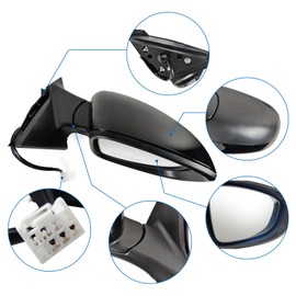 Lqito Right Passenger Side Door Mirror For Honda Accord LX, Sport 2018-2022 丨 Power 丨 Non-Heated No-Turn signal Match to Black Paint Replaces HO1321328 76208-TVA-A02 (3pin)