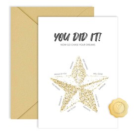 CRTURUNIQ Congratulations Graduation Card for High School or College, Proud of You Congrats New job Encouragement Grad Card with Envelope for Him or Her, Happy Graduation Gifts (YOU DID IT)