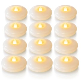 Homemory 12 Pack 3” Flameless Led Floating Candles, 200 Hour White Battery Operate Waterproof Tealights for Cylinder Vases, Centerpieces at Wedding Decor, Party, Pool