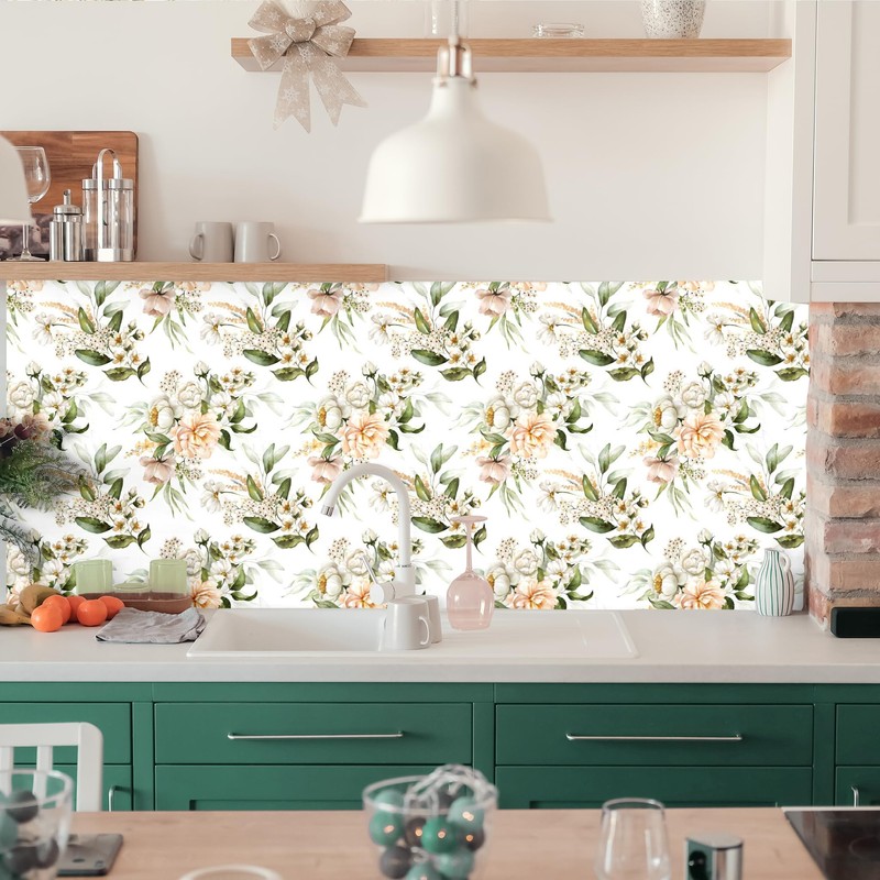 Blooming Wall DPY53P Removable Watercolor Boho Fresh Leaves Textured Peel