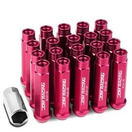 DNA MOTORING LN-ZTL-9014-15-PK 20Pcs M12 x 1.5 Aluminum Alloy Open End Wheel Lug Nuts w/Deep Drive Extension, Pink, 25mm OD/90mm H