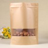 50pcs Kraft Bags with Window Resealable Stand Up Ziplock Pouches