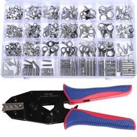 XINTAIHELE 300PCS Non-Insulated Wire Connectors Tool Kit AWG 22-16 16-14 12-10 Tinned Copper Fork Terminals Wire Crimp Electrical Wire Connectors Assortment Kit