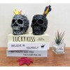 CUZOKOLA Goth Accessories Black Skull Decor for Pen Holder with