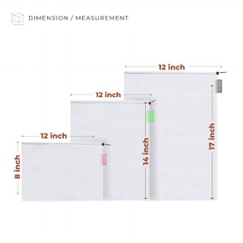 purifyou Set of 9 Reusable Produce Bags, Heavy Duty Washable Mesh Grocery Bag with Drawstring, Ideal for Farmers Market, Beach, and Refrigerator Storage (Extra Large, Large, Small)