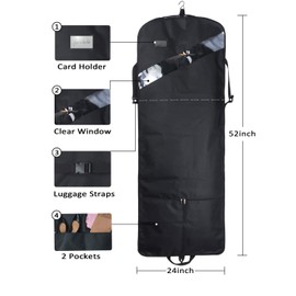52'' Extra Long Dress Garment Bag, Premium & Breathable Tear-resistant Hanging Suit Cover for Travel and Storage