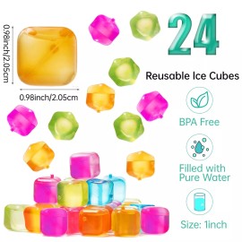 Tivcck 60Pcs Reusable Ice Cubes,Colorful Plastic Ice Cubes,Refreeza