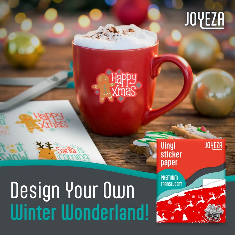 JOYEZA Premium Printable Vinyl Clear Sticker Paper for Inkjet Printer