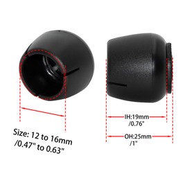 Flyshop Black Round Furniture Felt Pads Caps Soft PVC Chair Leg Hardwood Floor Protectors with Felt-Padded Backing, 16 Pack, Size 12 to 16 mm, 1/2" to 5/8"