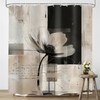 LIGHTINHOME Abstract Flower Shower Curtain 72x72 Black Tan Bathroom Decor