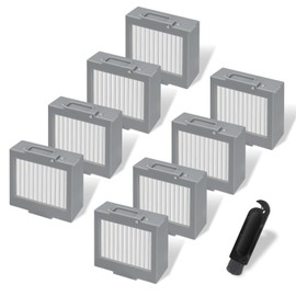 Paquete de 8 filtros Hepa de repuesto para iRobot Roomba Max 705 Vac/Plus 504 Vac Robot Partes de aspirador, filtros de alta eficiencia + 1 cepillo para polvo de limpieza