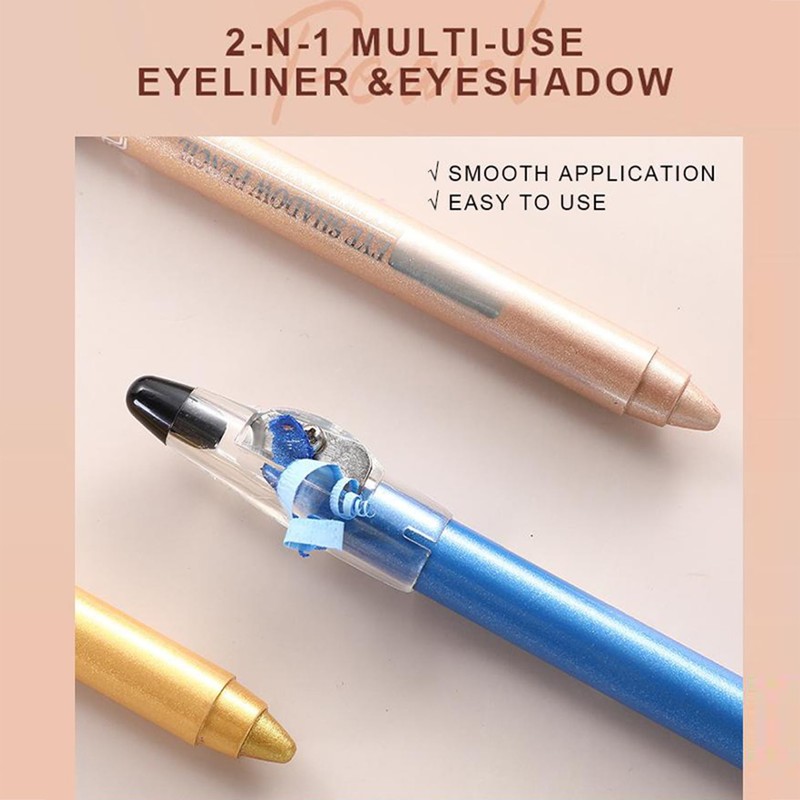 Dual-Purpose Eyeshadow & Eyeliner Pencil with Built-in Sharpener, Long-Wear Smudge-Proof