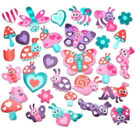 Baker Ross Love Bugs Foam Stickers - Pack of 200, Foam Valentine's Stickers for Children (FC430)