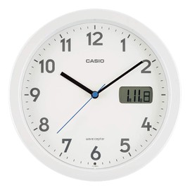 CASIO IC-860J-7JF Wall Clock, Radio Clock, White, Analog, Date Display, Day Display, Night Second Hand Stop, Dual Use