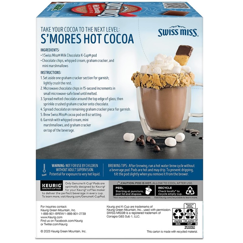 Swiss Miss Milk Chocolate Hot Cocoa, Keurig K-Cup Pods, 22/Box