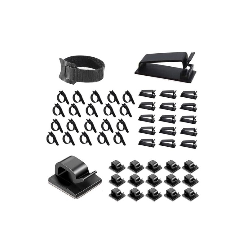 Lumbor37 Clips Organizador de Cables Autoadhesivo, 50 Piezas Clips Adhesivos