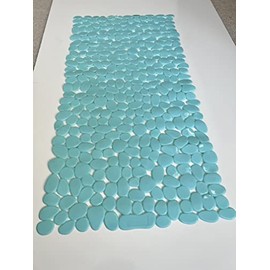 TIKE SMART “Pebbles” Non-Slip Bathtub/Shower Mat 27.5”x14” Rectangular, Non-Toxic, Safe, Clean, Machine-Washable, Superior Grip & Drainage, Vinyl, for Smooth Floors ONLY, Transparent Brown