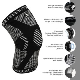 Astorn Knee Brace with Patella Gel Pad & Side Stabilizers for Meniscus Knee Pain Ideal for Running, Training, Arthritis, Joint Recovery, Men & Women, Set of 2 (M)