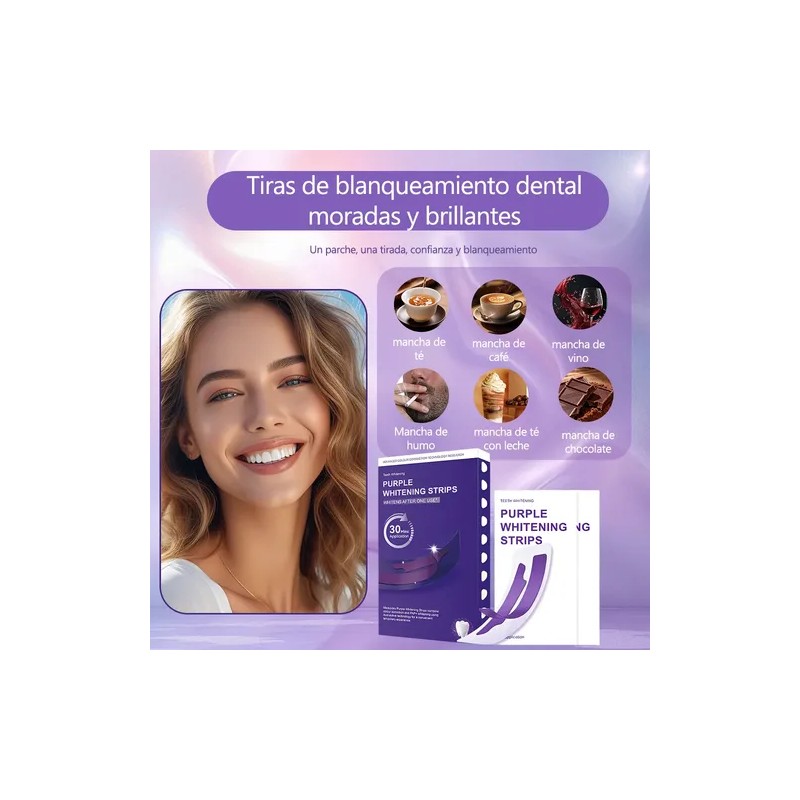 Sktto Kit Blanqueamiento Dental 14pzs Tiras Moradas