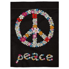 pingpi Double Sided Spring Peace Sign Flower Symbol Burlap Garden Flag Banner 12.5"x18" for Outdoor Home Garden Flower Pot Decor