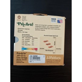 D'Addario Pro-Arte Cello String Set, 1/2 Scale, J59, Perion Core Medium Tension