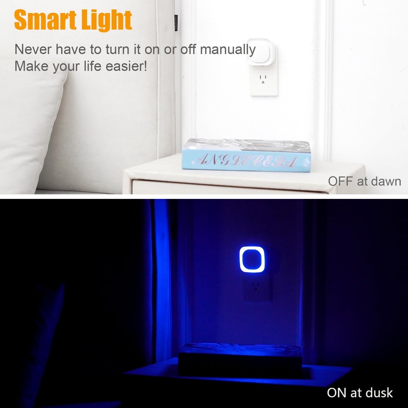 YUNLEX 6 Pack Plug in Dimmable Night Light, Blue Nightlight,