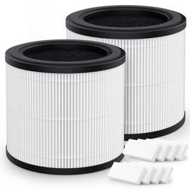 CFKREYA AP2303 Replacement Filter Compatiable with AP2303 Air Purifier, 3-Stage High Efficiency Filtration with Activated Carbon Filter, 2 Pack with 8 Aroma Pads