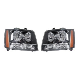 SEBLAFF Halogen Headlight Assembly Headlights with Clear Lens Amber Corner Left & Right Side Replacement for 2007-2014 Tahoe Suburban Avalanche