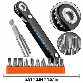 23-in-1 Right Angle Ratcheting Screwdriver Set – 90-Degree Offset Low-Profile Pocket Tool with Interchangeable Bits and Sockets