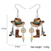 RAIDIN Acrylic Funny Cowboy Cowgirl Boots Hat Dangle Earrings Western