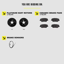 Hart Brakes Rear Brakes and Rotors Kit |Rear Brake Pads| Brake Rotors and Pads| Ceramic Brake Pads and Rotors - BHCR.34146.02
