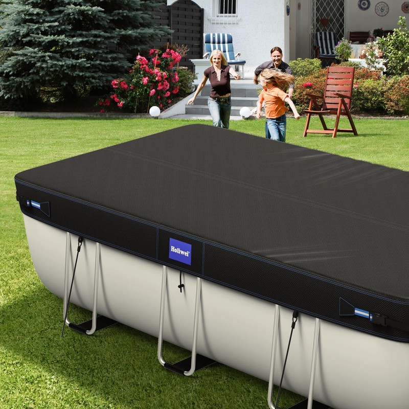 Holiwei 9x18 Ft Rectangular Pool Cover with Reflective Strips for
