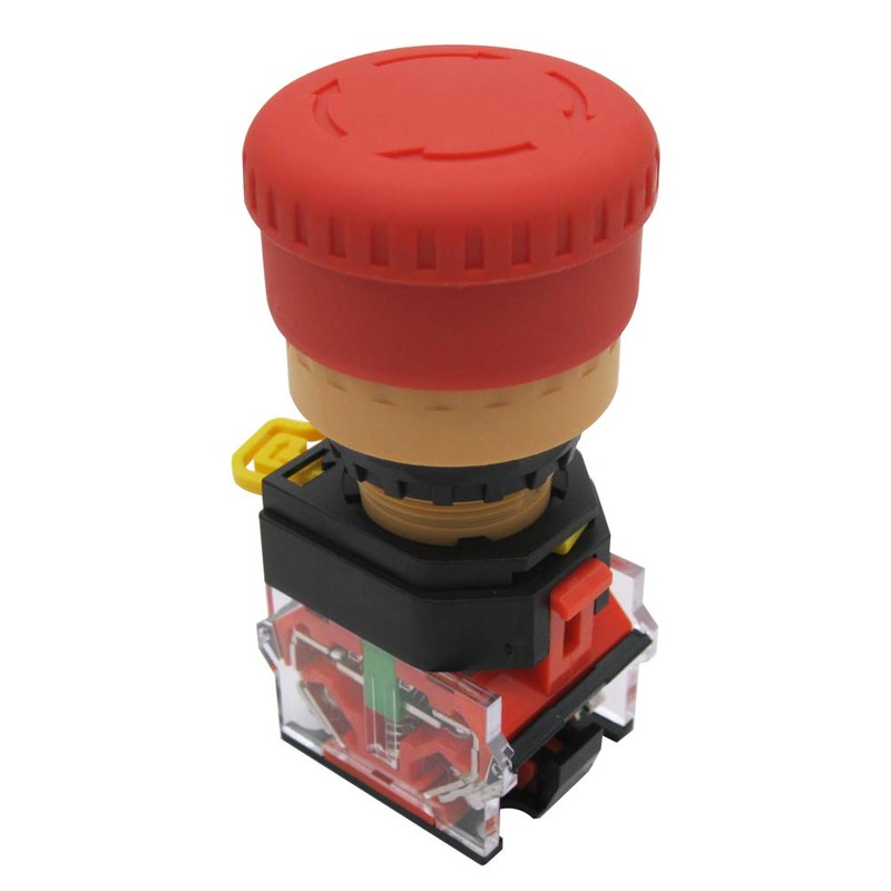 mxuteuk 1 NC 1 NO 22mm Red Mushroom Emergency Stop