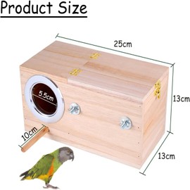 PureVie Wood Breeding Box, Parakeet Nesting Box, Bird Aviary Cage Box for Finch Lovebirds Cockatiel Budgie Conure Parrot(Size:M, Horizontal)
