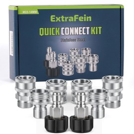 Premium Pressure Washer Quick Connect Kit - M22 Swivel to 3/8'' Quick Connect, 3/4'' to Quick Release, M22 14mm Power Washer Adapter Set Quick Connect Pressure Washer Fittings (Stainless Steel)