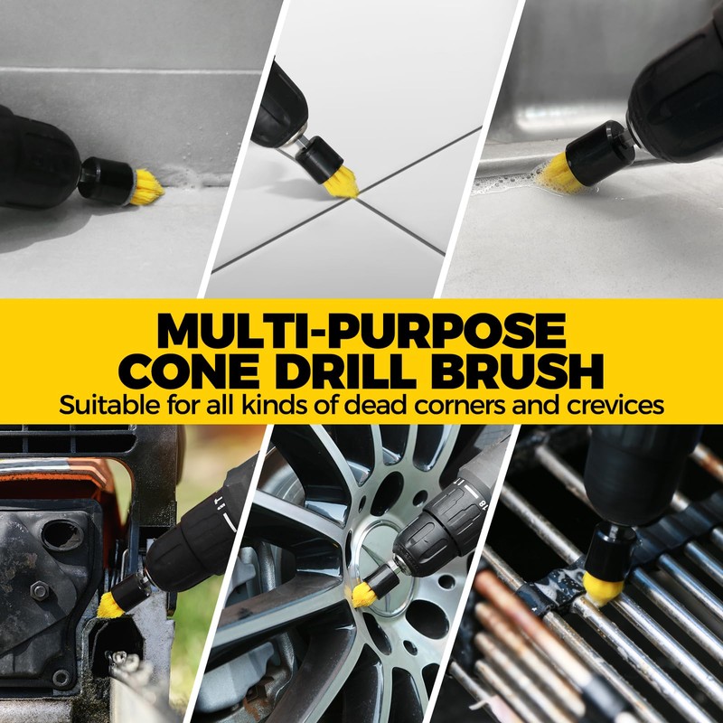 Holikme 15-Piece Drill Brush Attachment Set - Power Scrubber, Crevice,