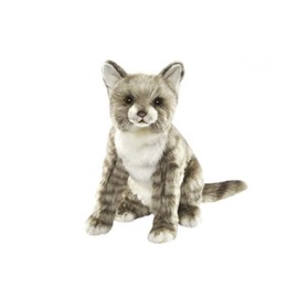 Sitting Grey Tabby Kitten Plush Soft Toy by Hansa 7227 25cm
