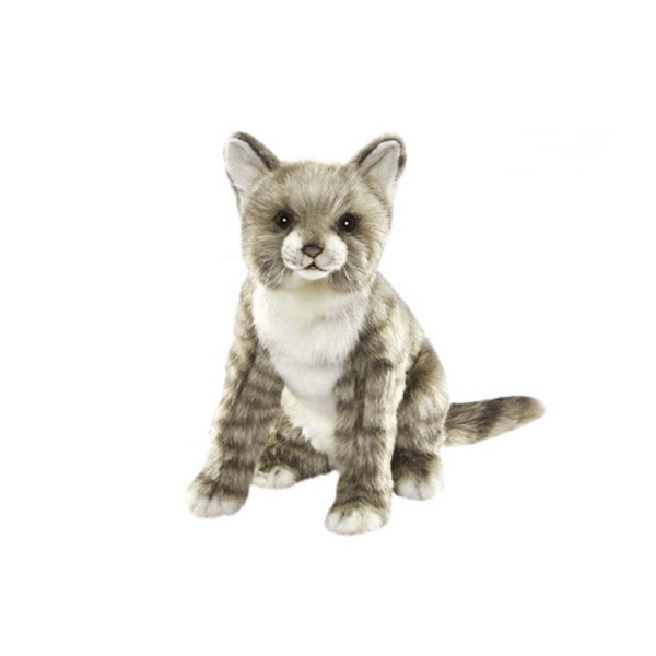 Sitting Grey Tabby Kitten Plush Soft Toy by Hansa 7227