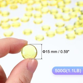 PATIKIL 1,1LB Flache Glasmurmeln, 15mm (0,59") Mini Acrylsteine für Vasenfüller, Glasperlen, Aquarium-Tischstreuung, Heimdekoration DIY-Basteln, Gelb