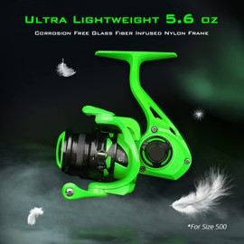 KastKing Zephyr Spinning Reel Green Size 2000,Light to 5.6oz, 7+1BB Smooth Powerful Fishing Reel, Fresh&Saltwater Fishing Reel, Oversized Stainless Steel Main Shaft