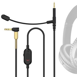Zosvoses QC45 Boom Mic Compatible with Bose 700, QC25, QC35, QC35 II, QC45 Headphones with Mute and Volume Control for PS4, Xbox One Controller, PC, 6ft