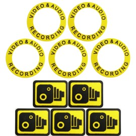 Brifield BR1 BR3 BR5 Body Camera Body Cam Video Recording Stickers CCTV Yellow Bodycam Stickers Set of 5 Warning Security Label Sticker Compatible with Some Recall, Boblov, Spikecam and Rewire