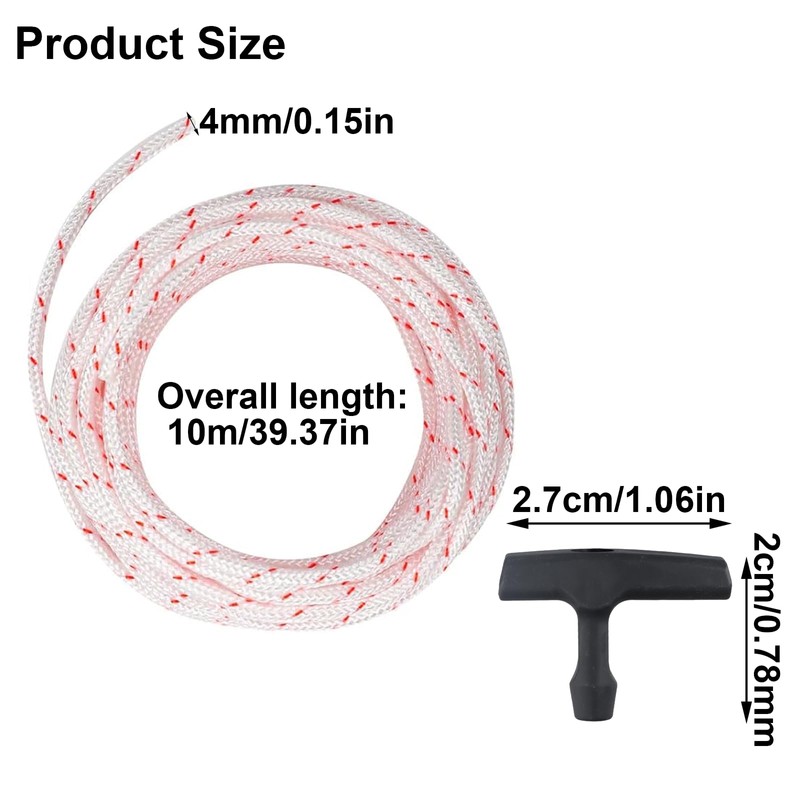 Recoil Starter Rope 10 m 4.0 mm, Lawn Mower Pull